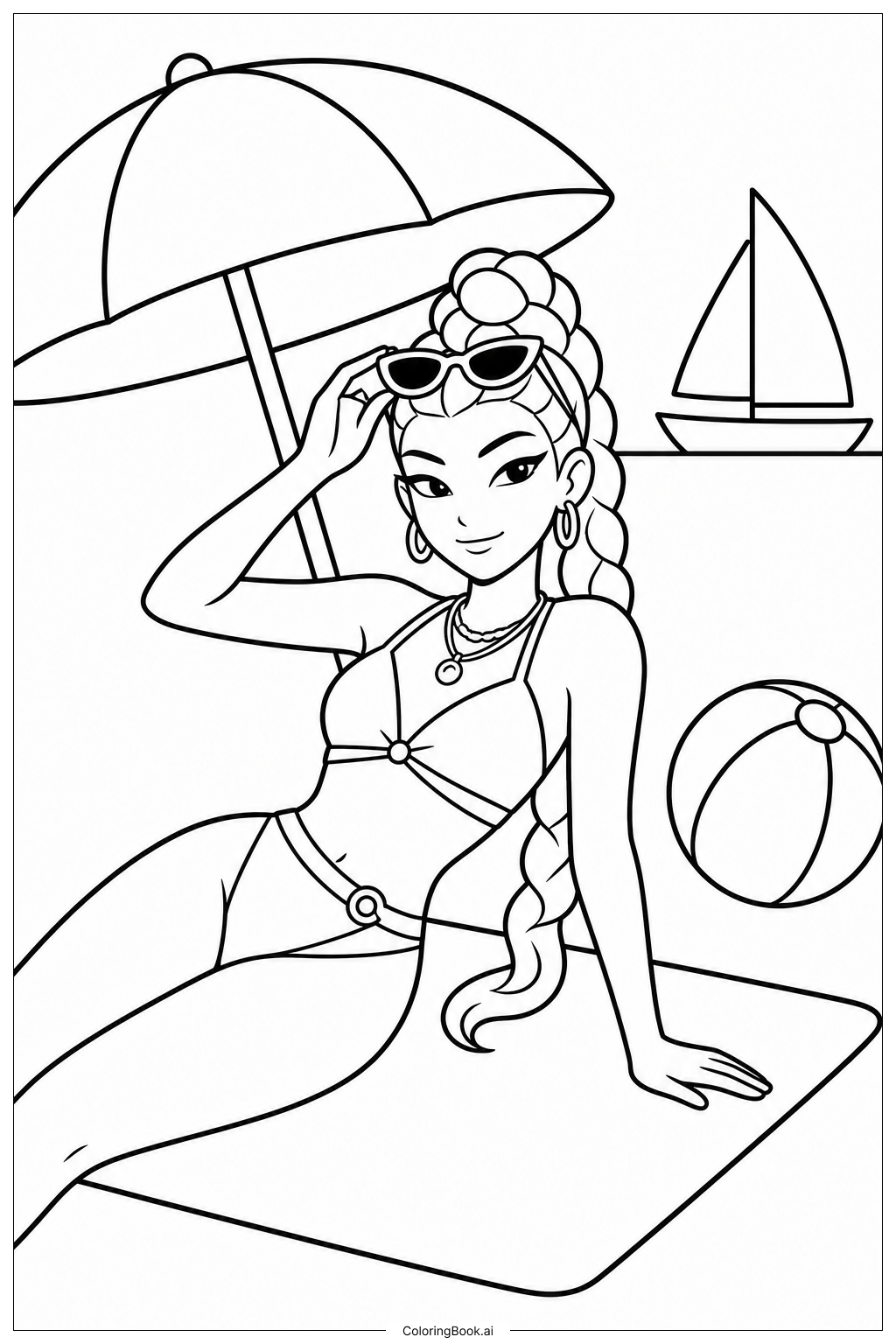  Página para colorear de Huntrix Beach Day 