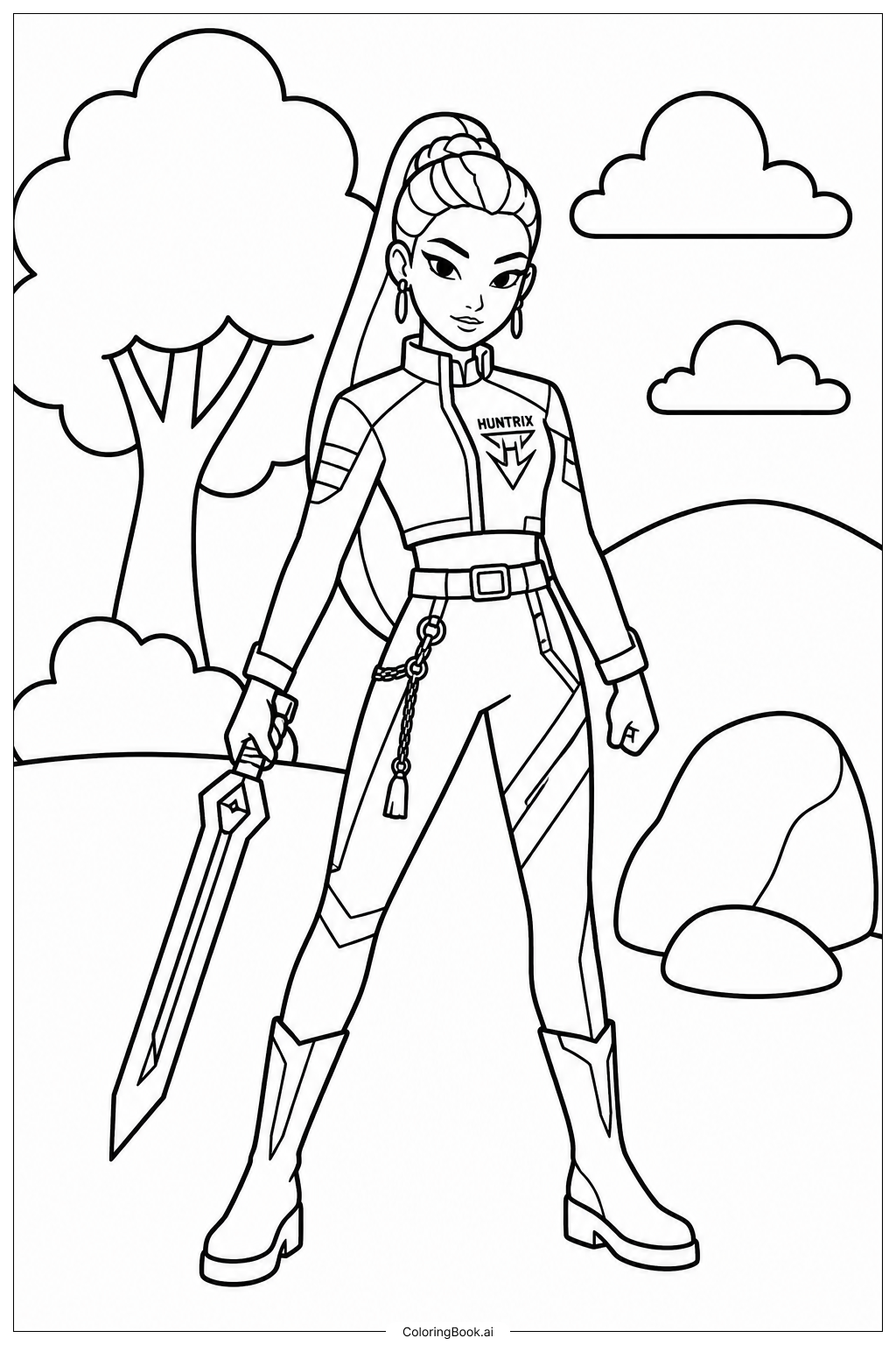  Página para colorear de Explorador del Bosque Huntrix 