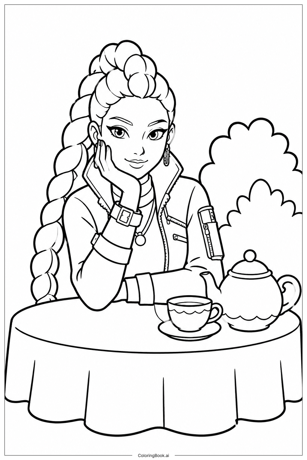  Página para colorear de Huntrix Garden Tea Party 