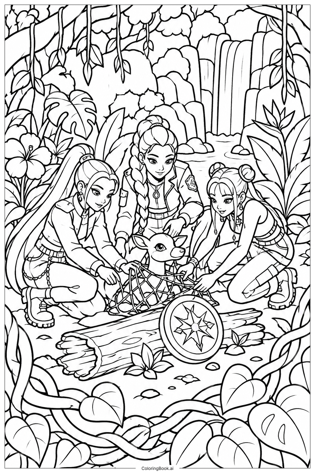 Page de coloriage Huntrix Jungle Rescue 
