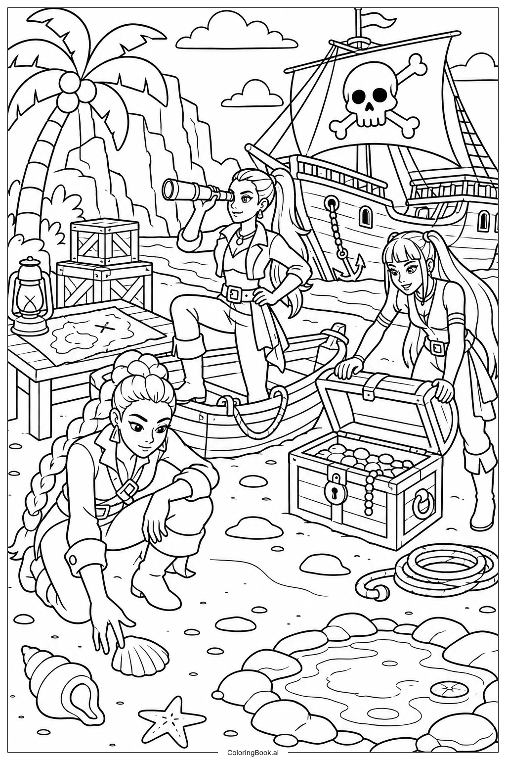  Huntrix Pirate Treasure Hunt Ausmalseite 