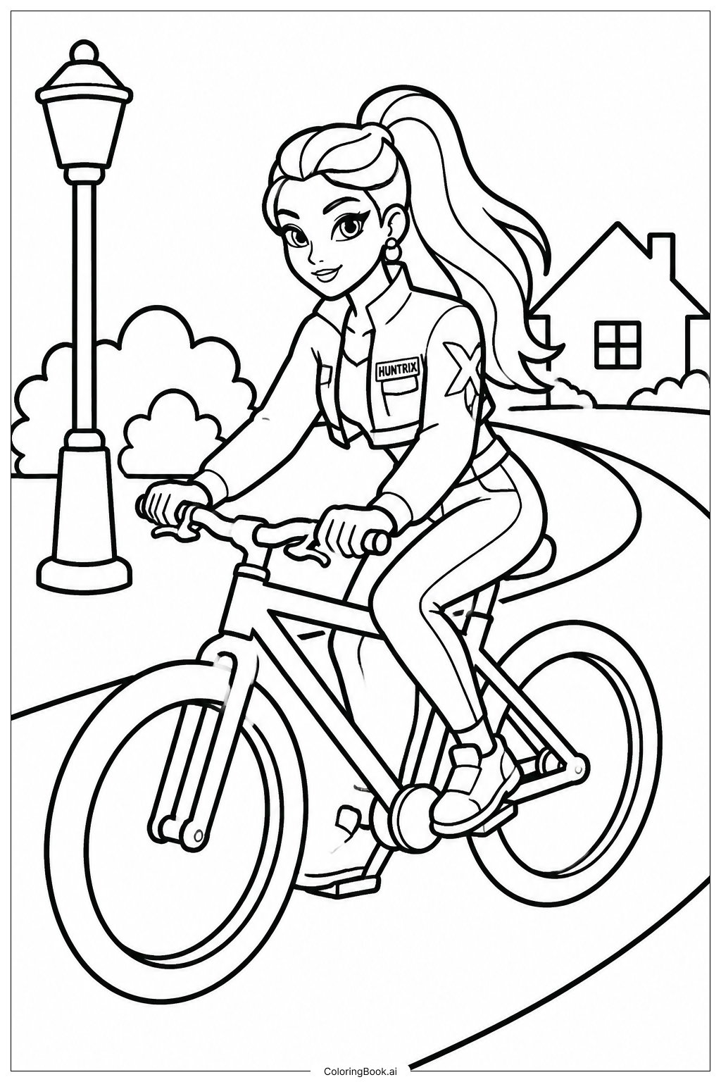  Huntrix Fahrradfahren Ausmalseite 