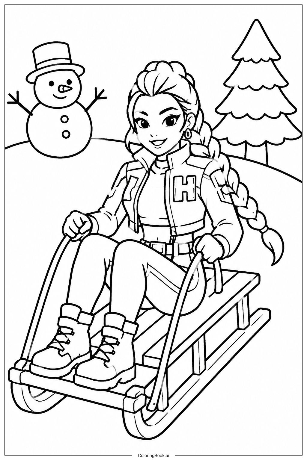  Página para colorear de Huntrix Snow Fun 