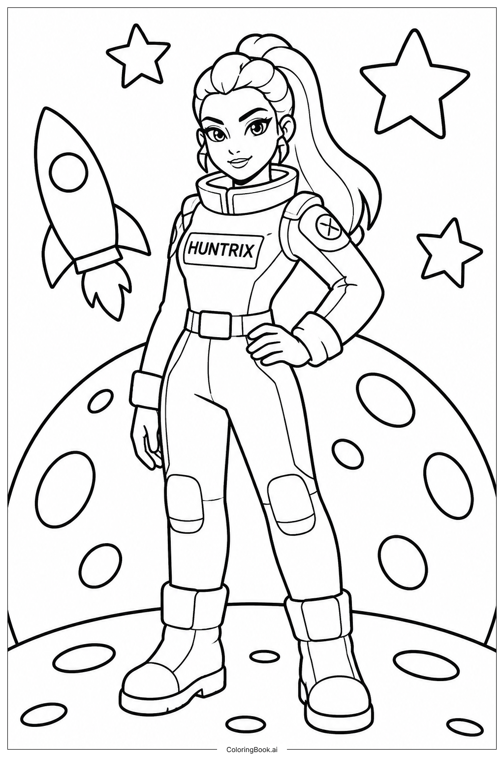  Página para colorear de Huntrix Caminante Espacial 