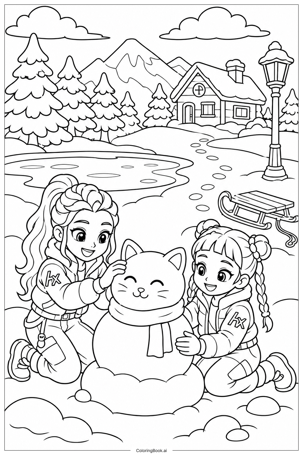 Huntrixウィンター ワンダーランドの塗り絵ページ