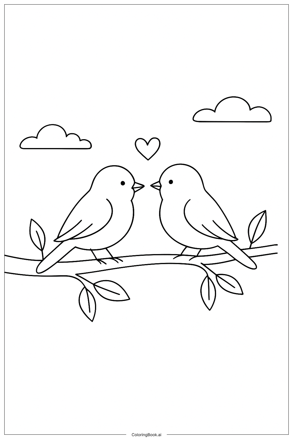  我爱你，鸟儿们填色页 