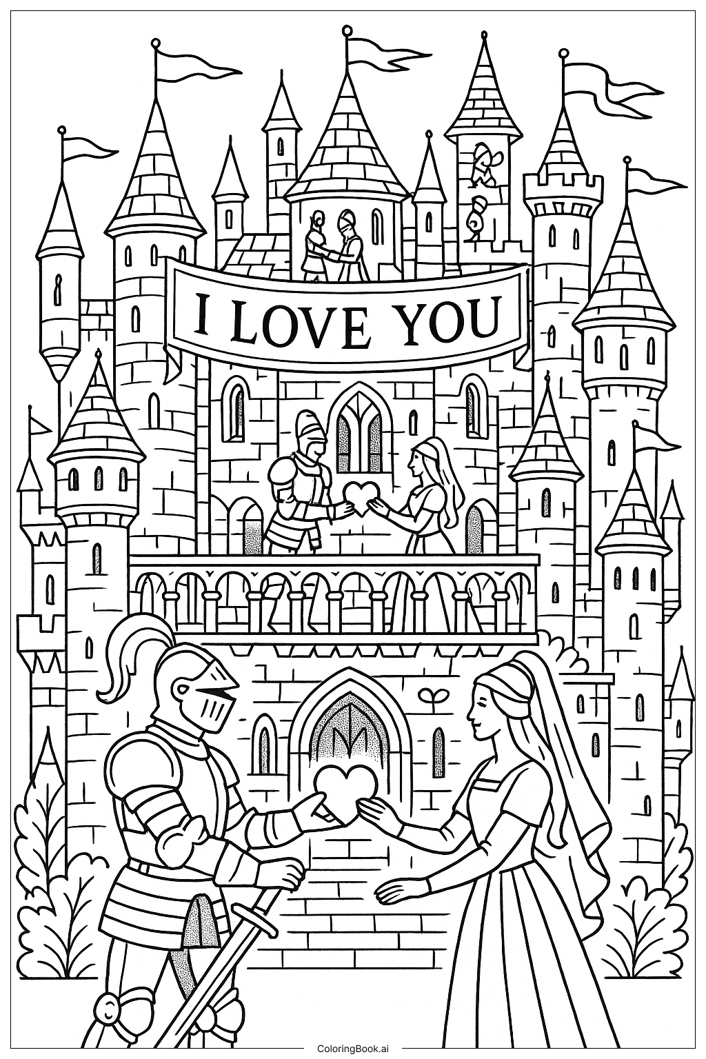  Página para colorir de Troca do Castelo Eu Te Amo 