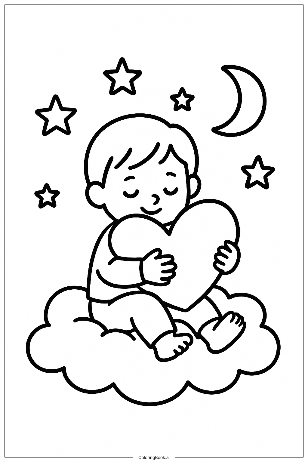  I Love You Cloud Hug Coloring Page 