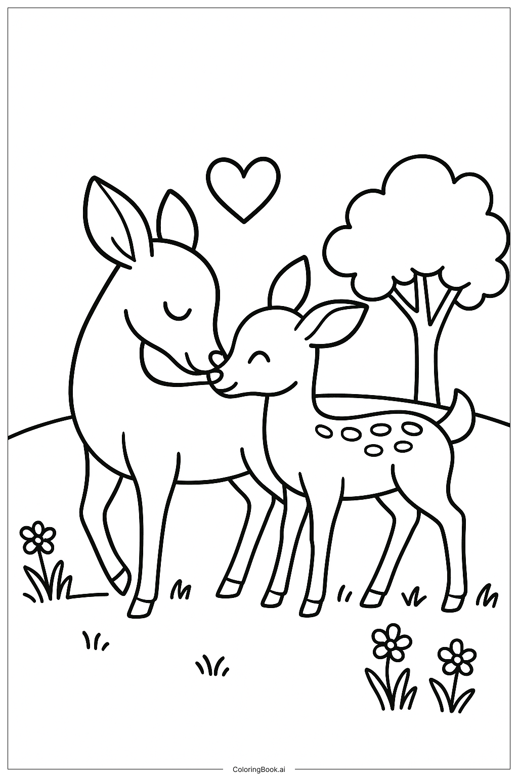  I Love You Deer Nuzzle Coloring Page 