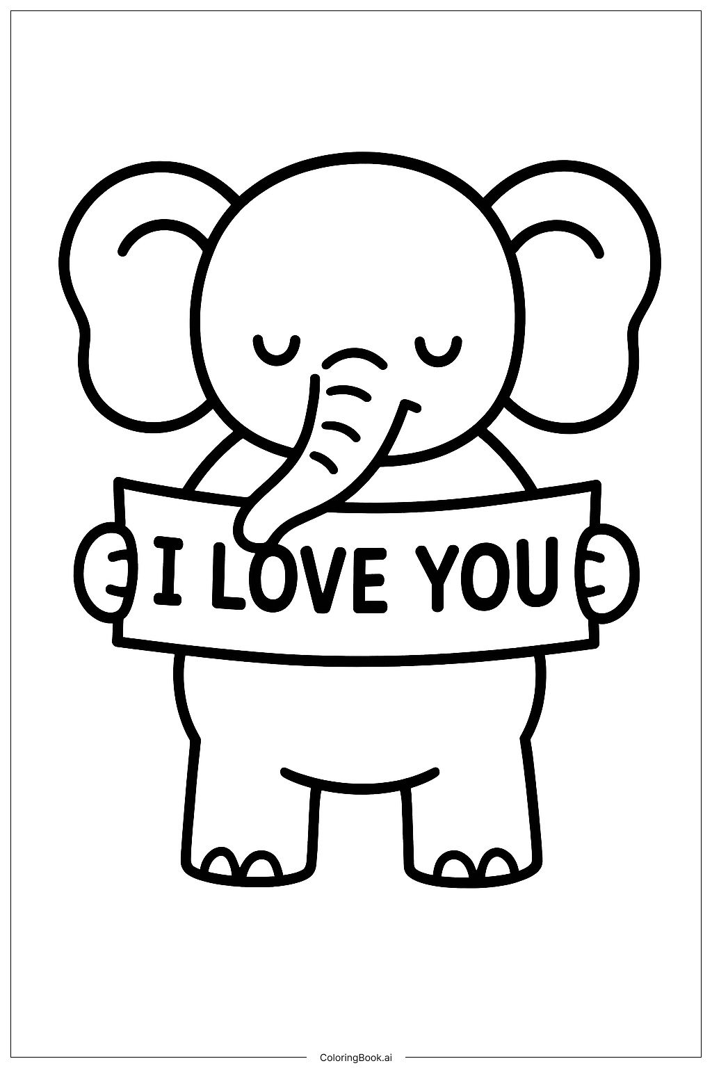  Page de coloriage Je t'aime Éléphant 