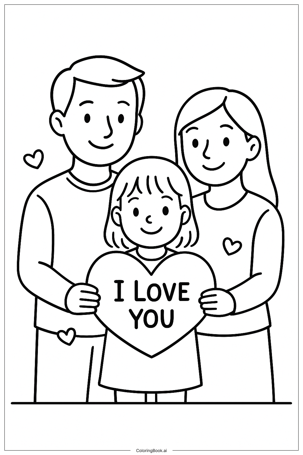  I Love You Family Coloring Page 