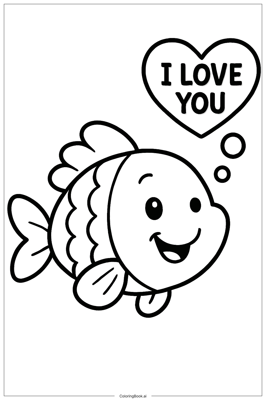  Page de coloriage Je t'aime poisson 