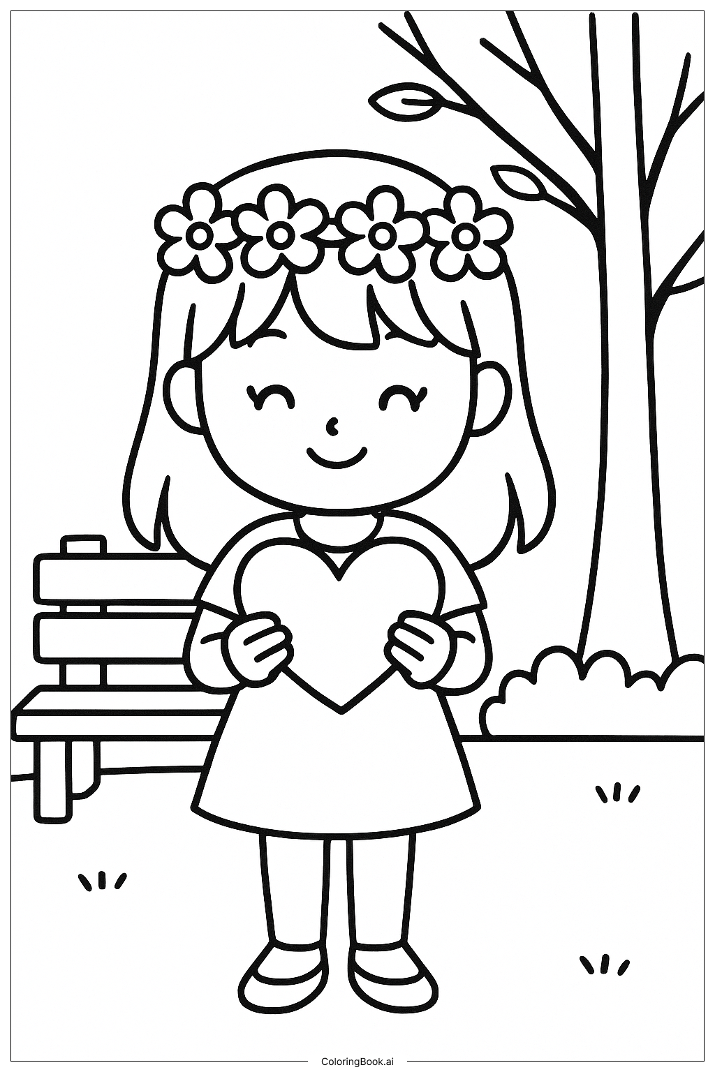  I Love You Flower Crown Coloring Page 