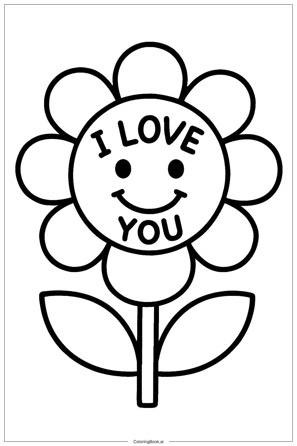  Page de coloriage Je t'aime Fleur 