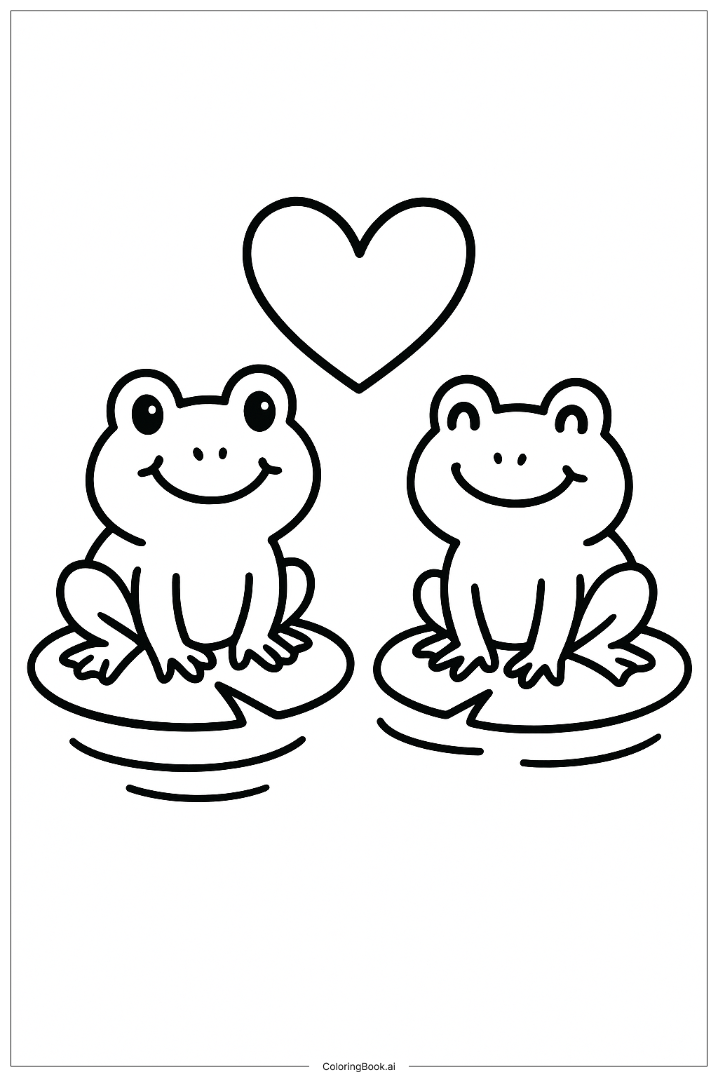  我爱你青蛙朋友填色页 