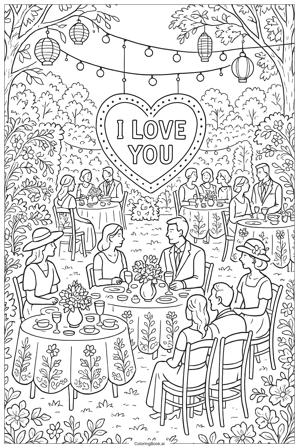 I Love You Garden Party Coloring Page 