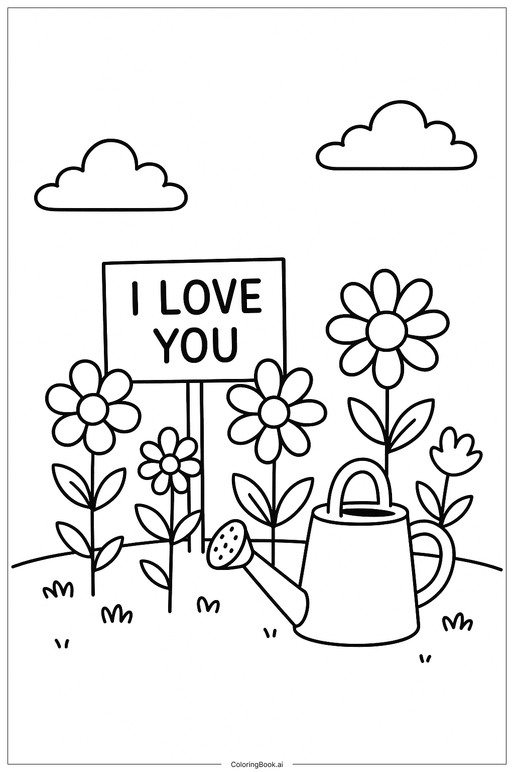  I Love You Garden Coloring Page 