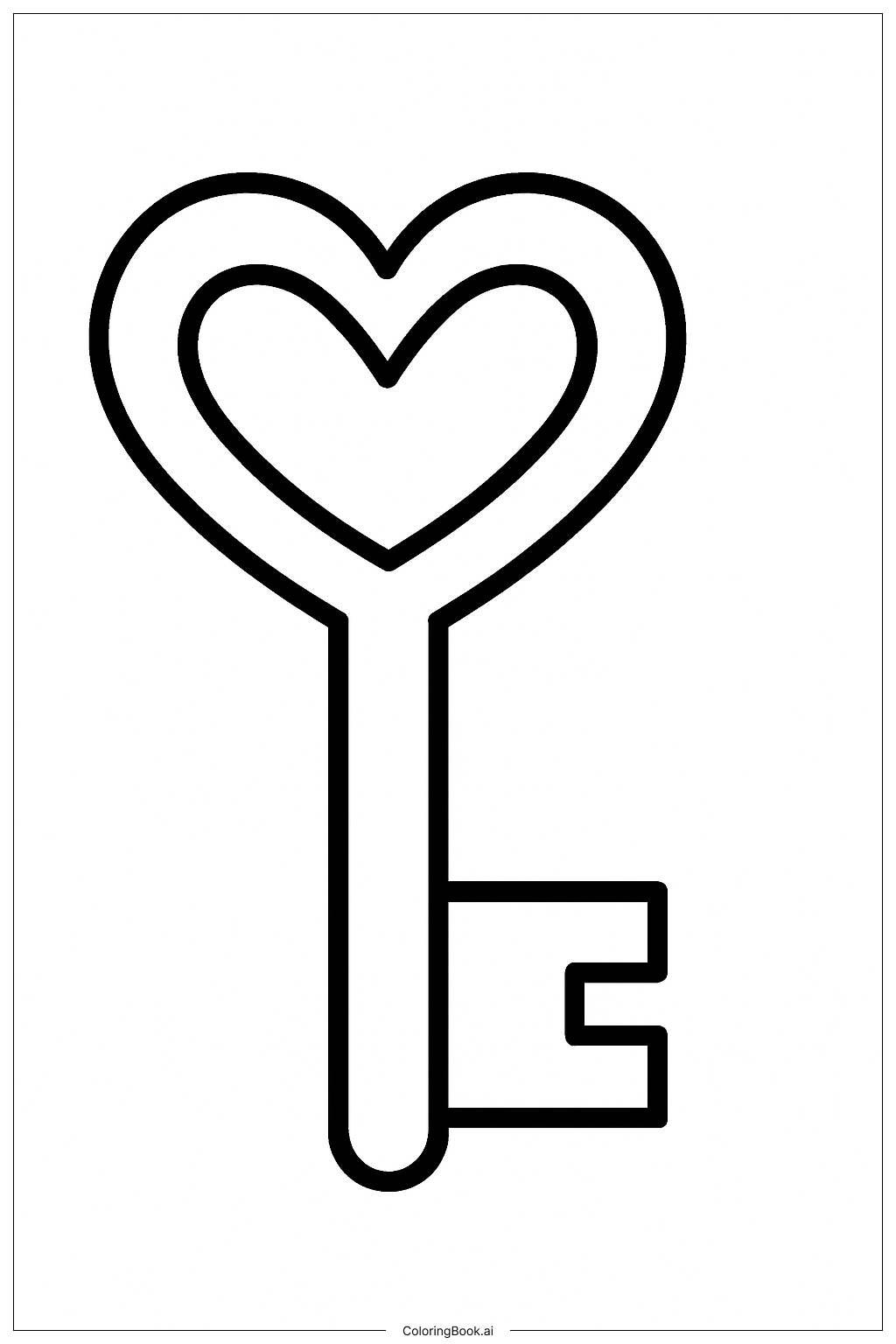  I Love You Heart Key Coloring Page 