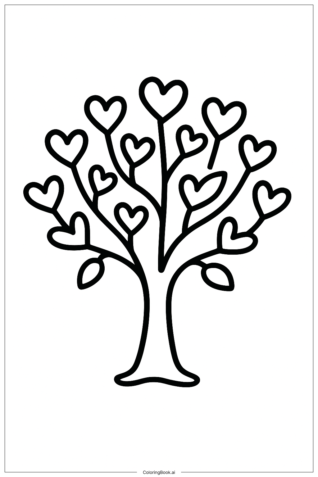  I Love You Heart Tree Coloring Page 