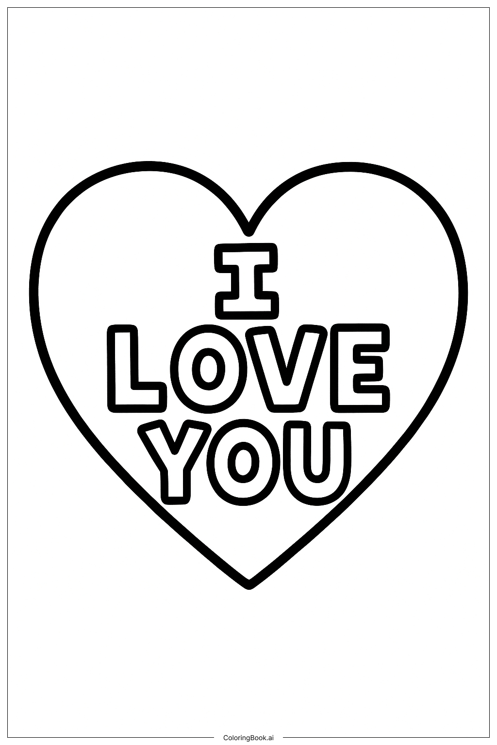  Page de coloriage Je t'aime cœur 