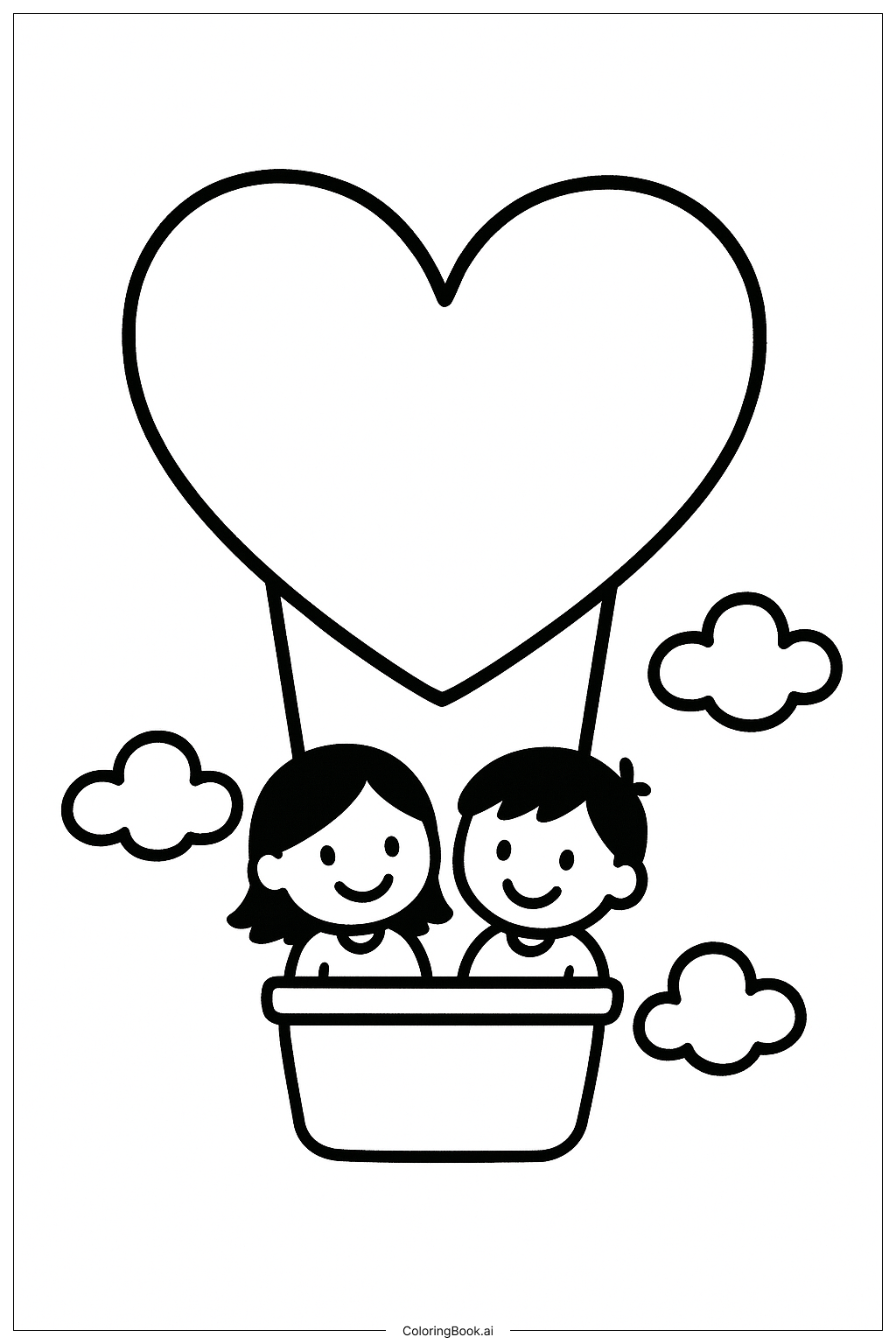  I Love You Hot Air Balloon Coloring Page 