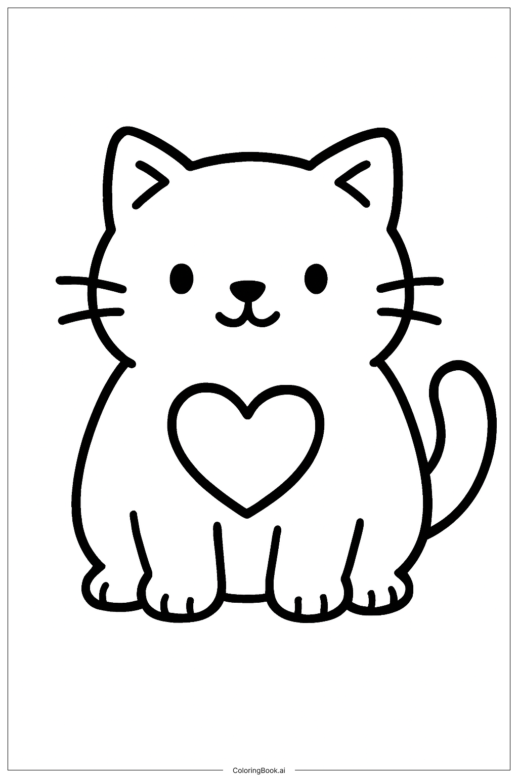  I Love You Kitten Heart Coloring Page 