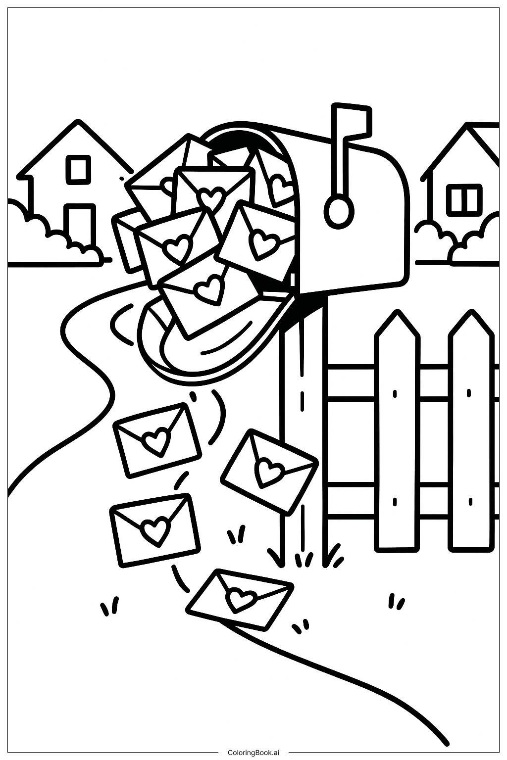  我爱你 邮箱信件填色页 