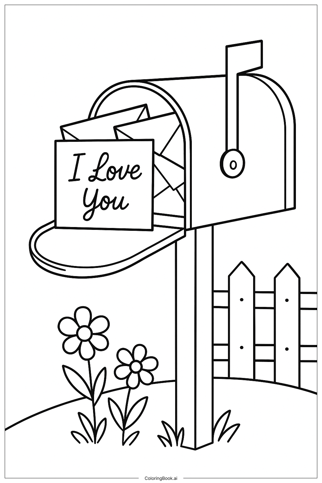  I Love You Mailbox Coloring Page 