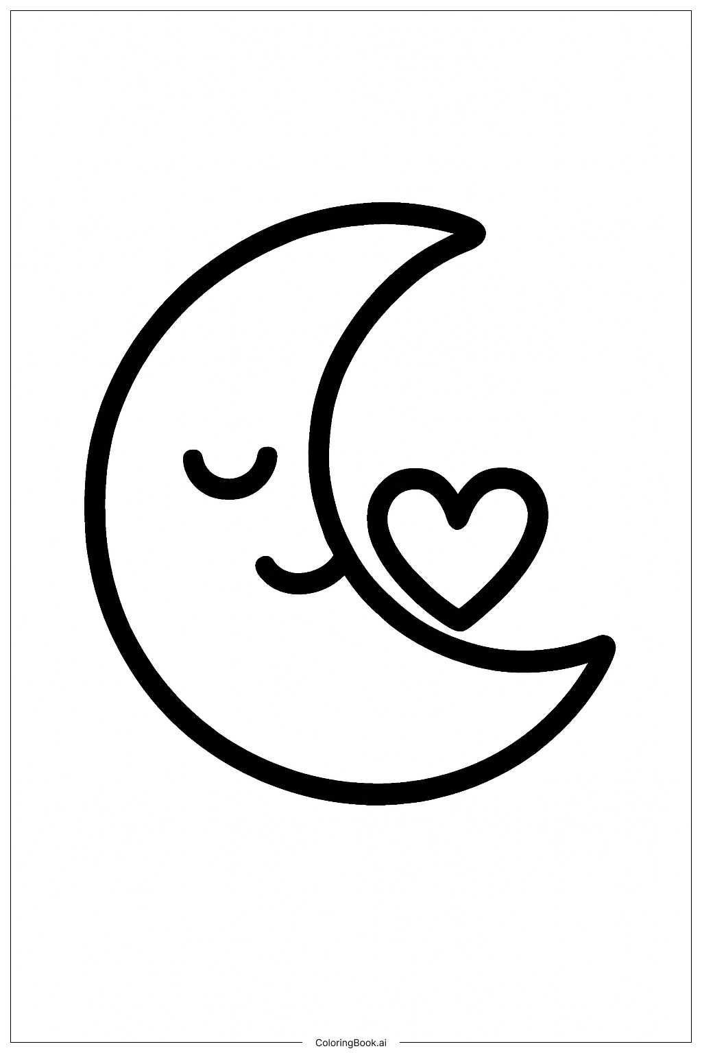  I Love You Moon Hug Coloring Page 