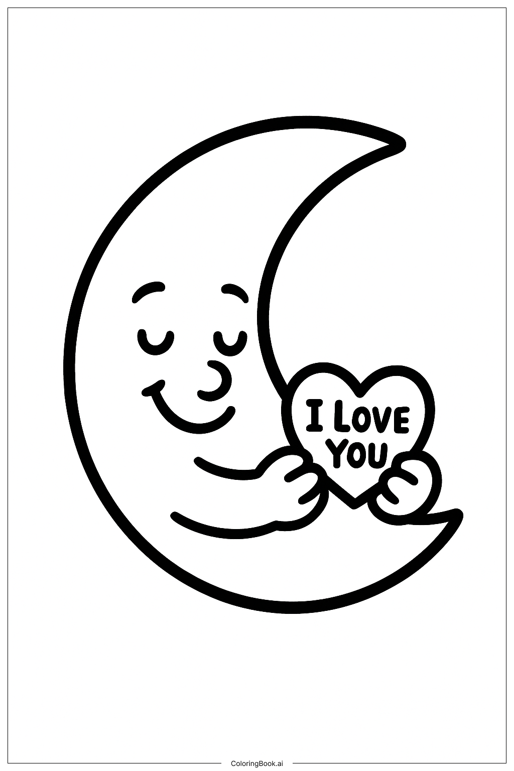  Page de coloriage Je t'aime Lune 