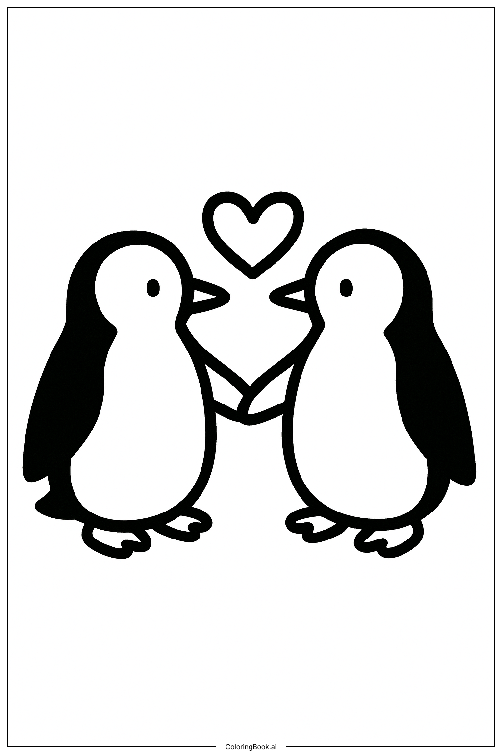  I Love You Penguin Pair Coloring Page 