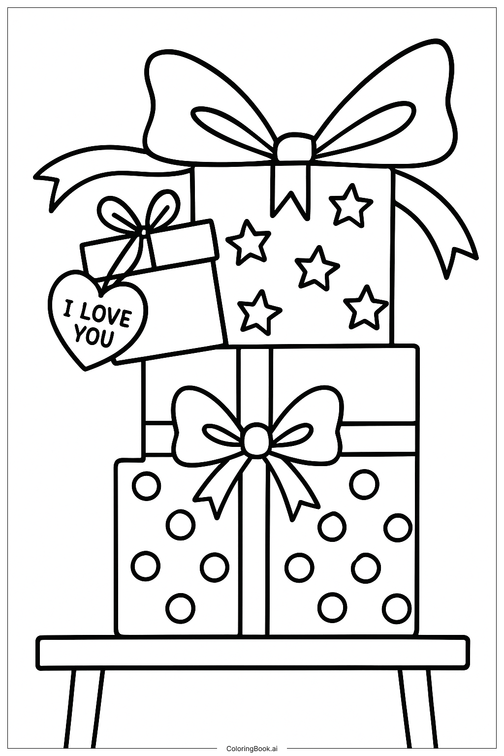 I Love You Presents Coloring Page 