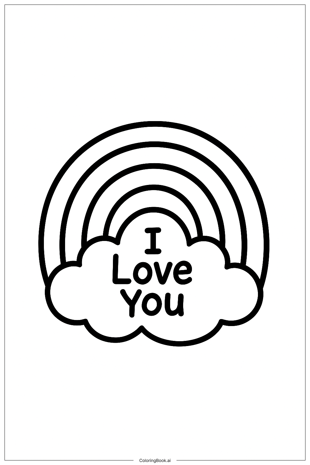  Page de coloriage Je t'aime Arc-en-ciel 