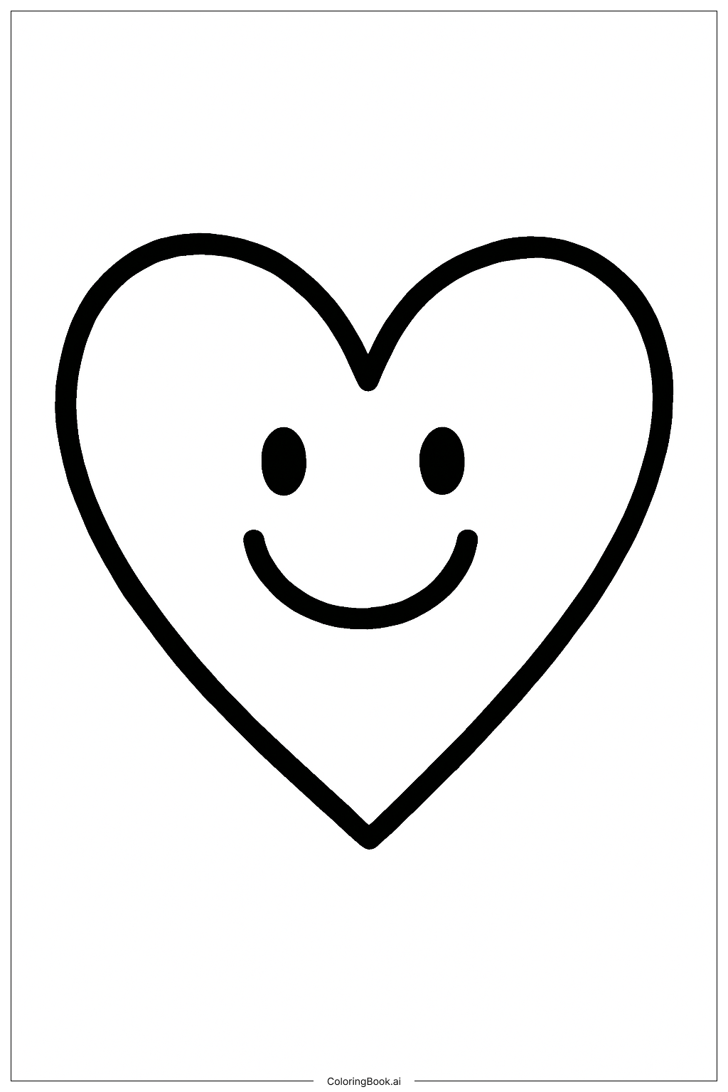  Page de coloriage Je t'aime cœur souriant 