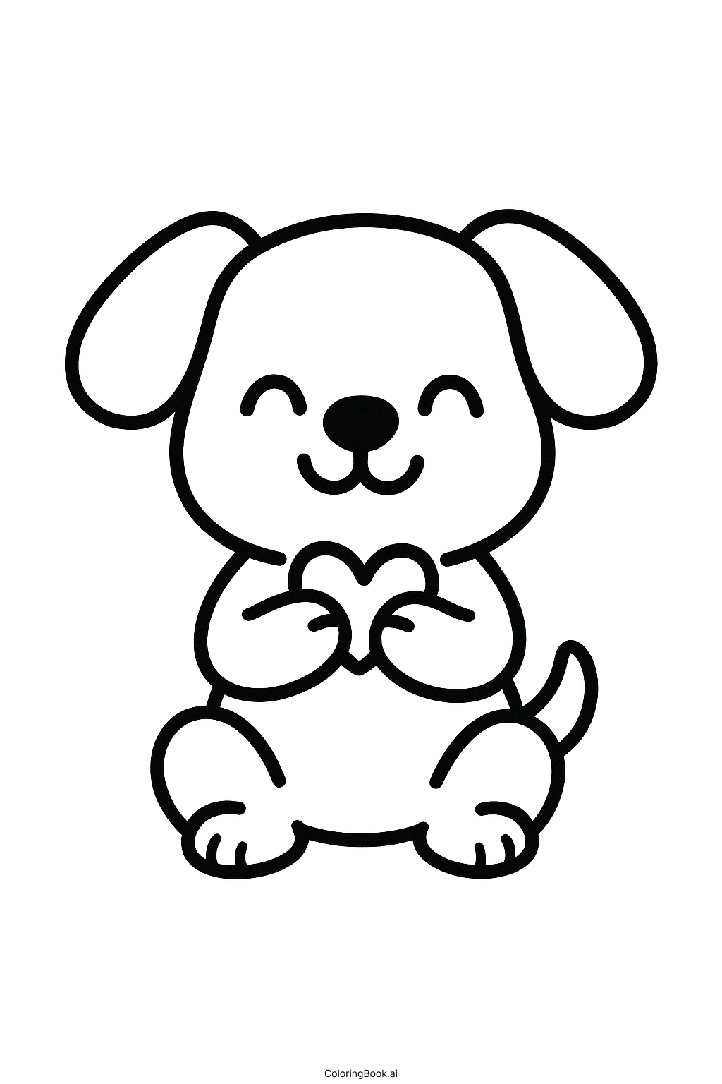  I Love You Smiling Puppy Coloring Page 