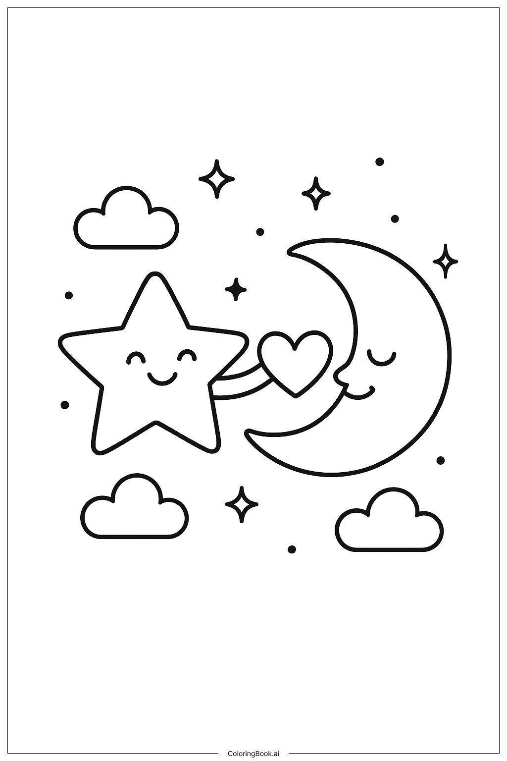  I Love You Star And Moon Coloring Page 