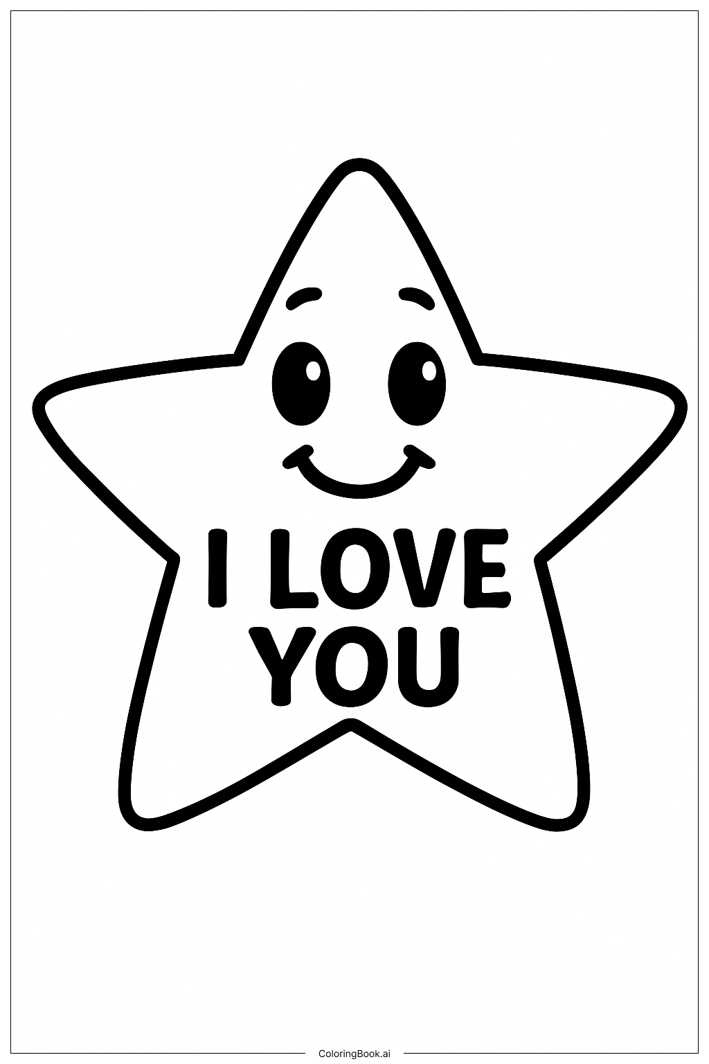  Page de coloriage Je t'aime Étoile 