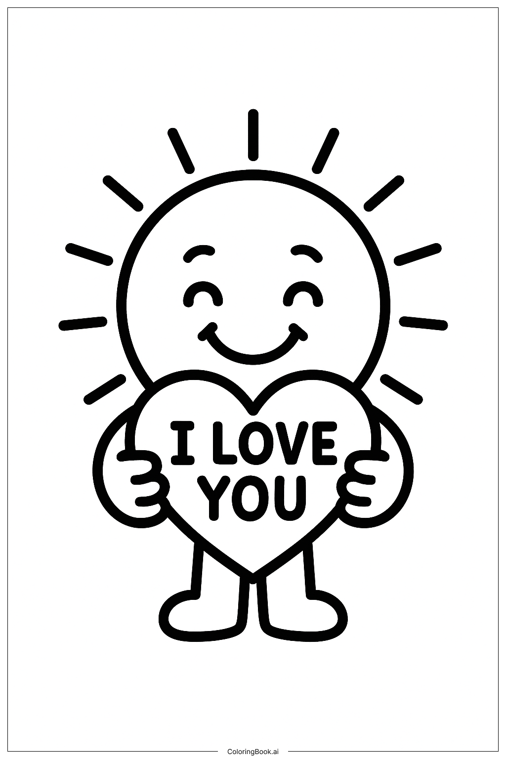  Page de coloriage Je t'aime Soleil 