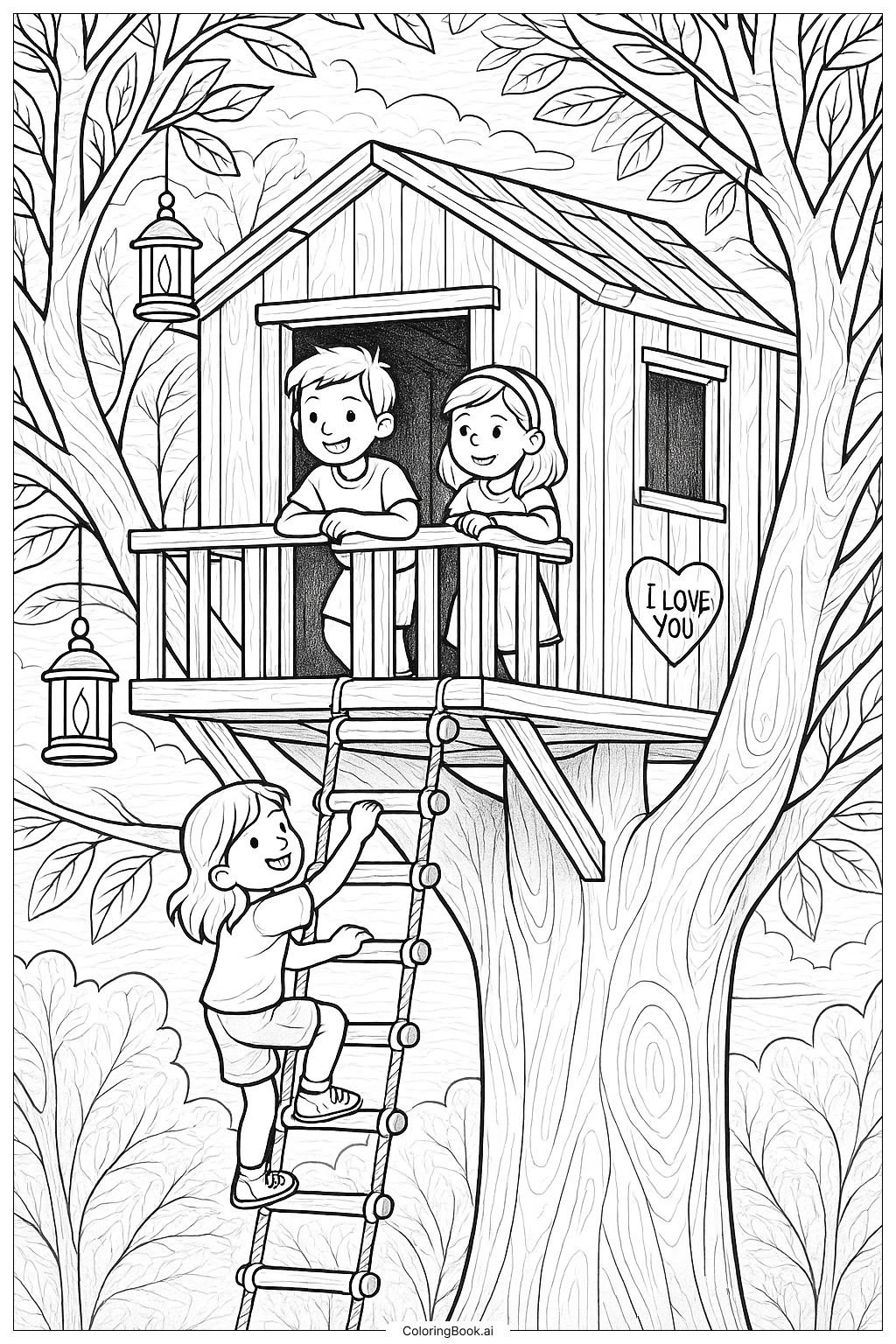  Page de coloriage La Cabane des Je T’aime 