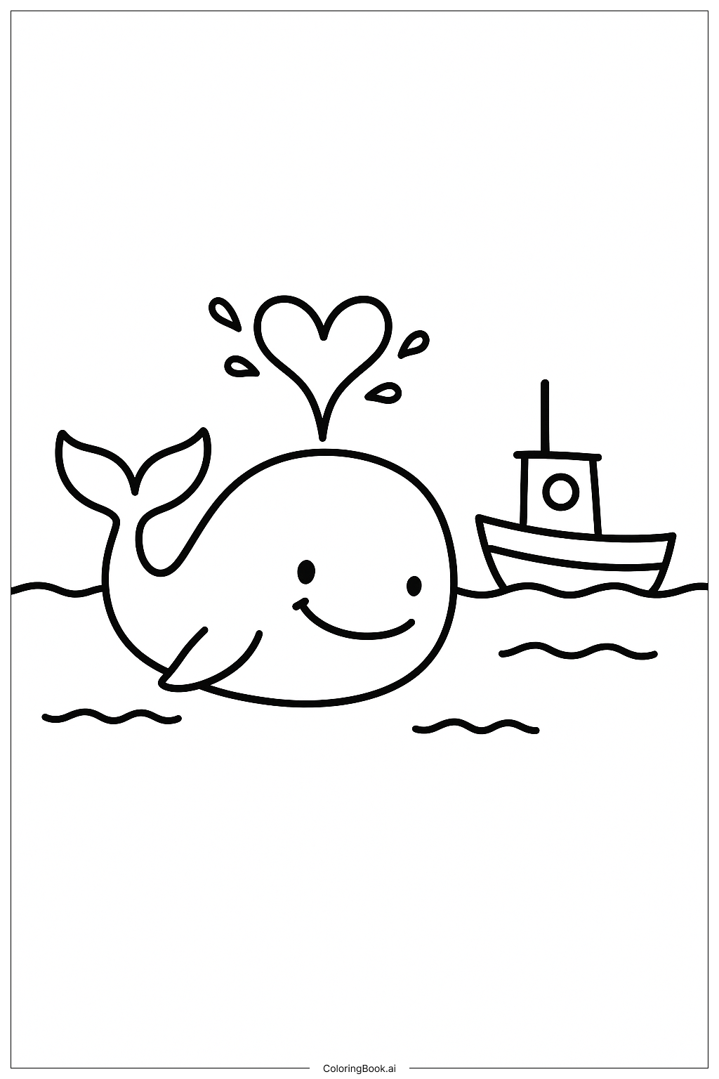  I Love You Whale Splash Coloring Page 