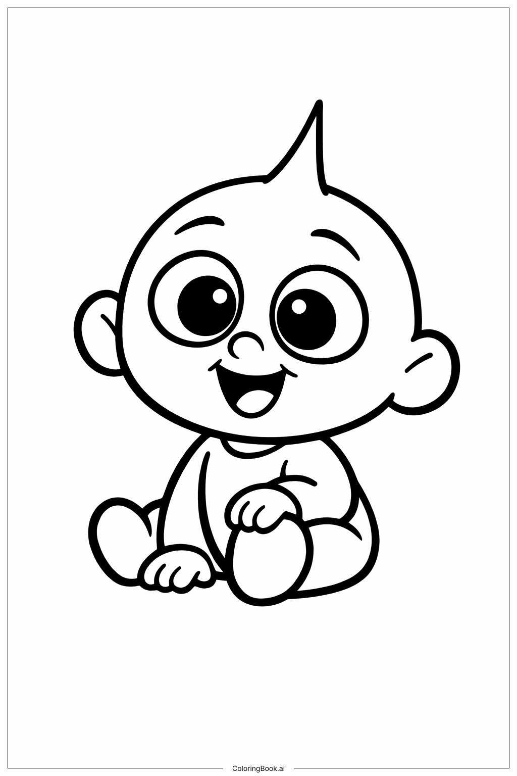  インクレディブルズの赤ちゃんジャックジャックが座っているの塗り絵ページ 