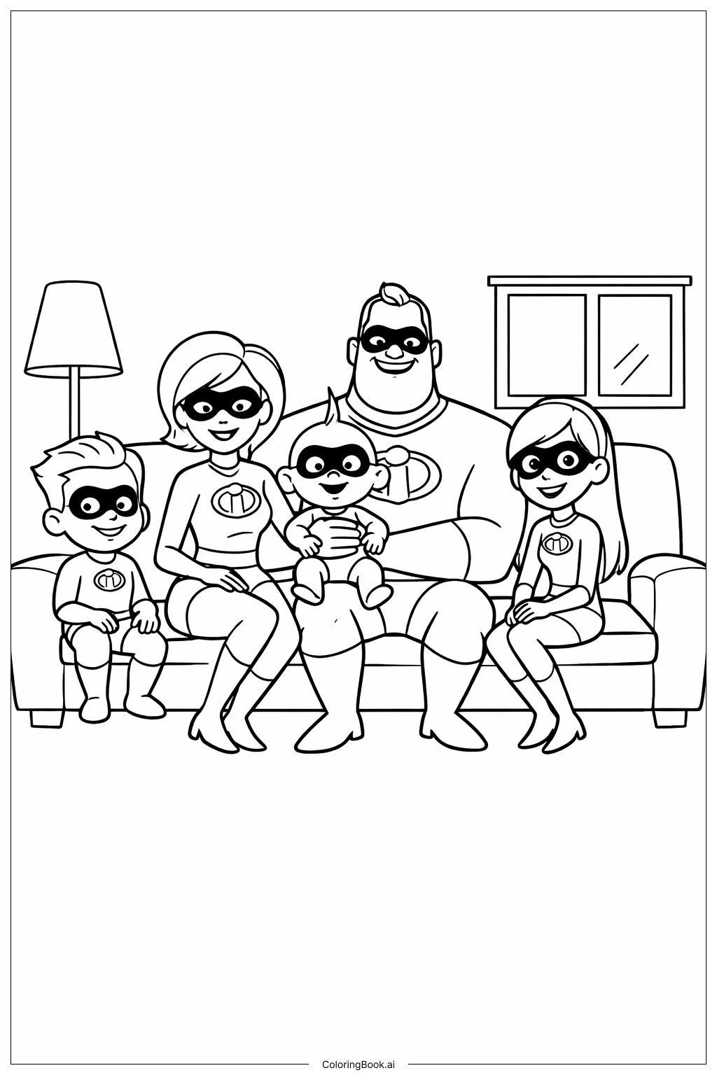 Page de coloriage Famille Incredibles À La Maison 