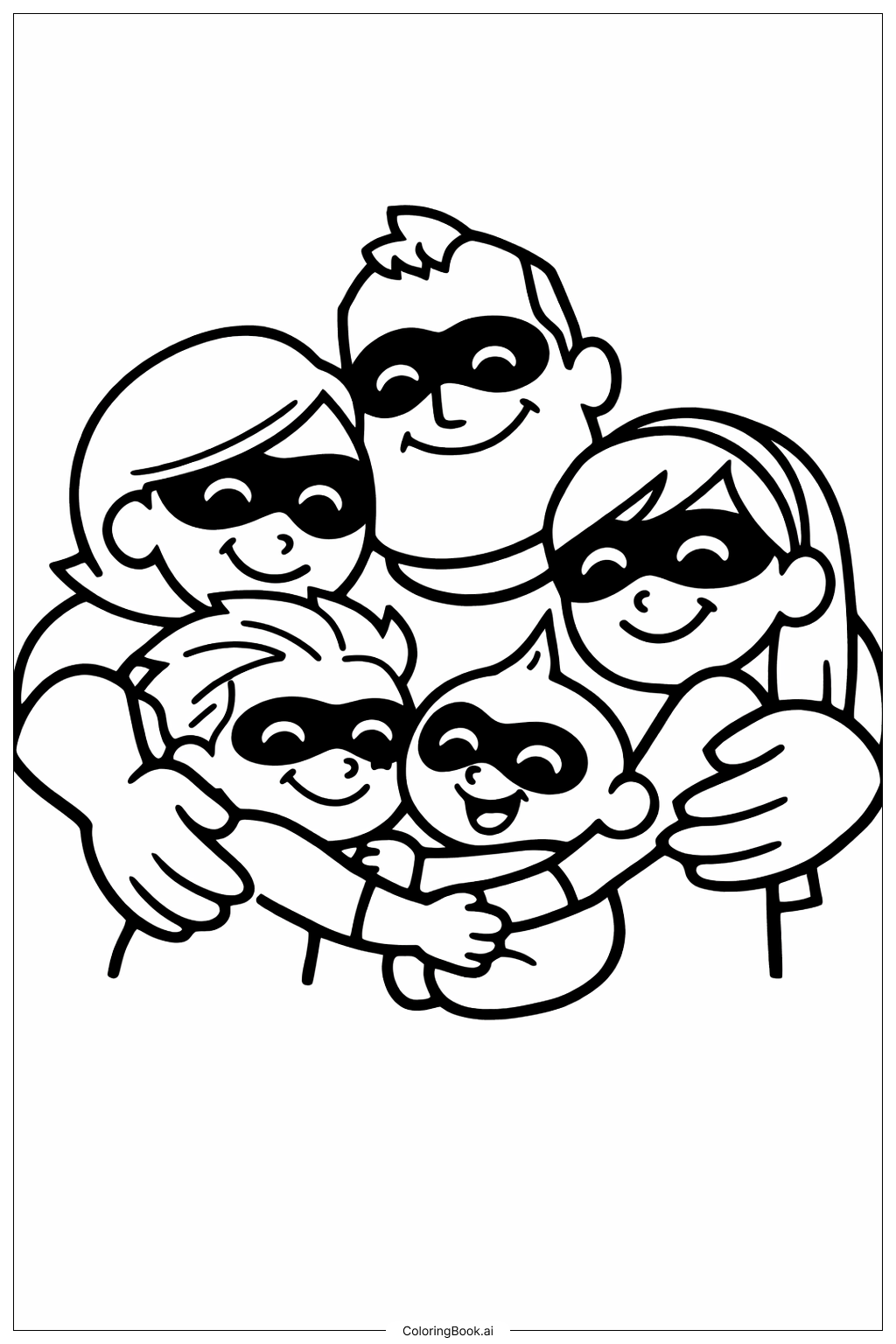  超人特攻隊溫馨擁抱著色頁 