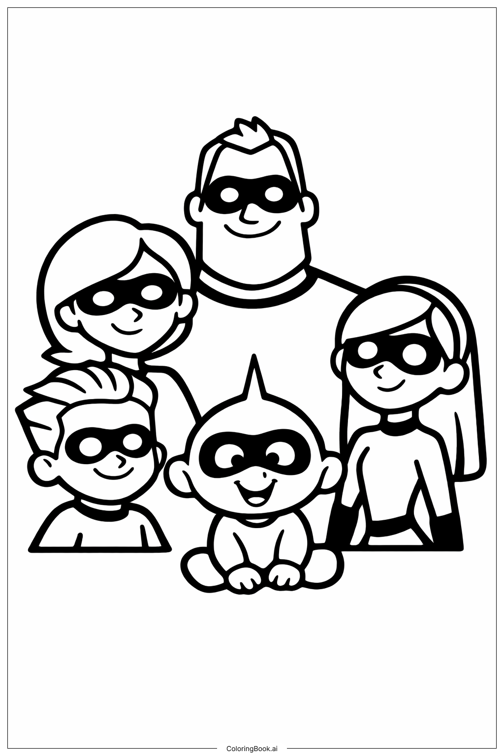  インクレディブルズ家族の肖像の塗り絵ページ 