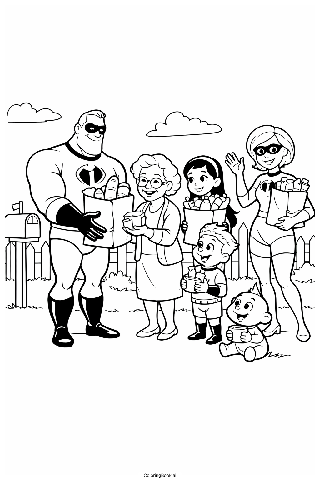  Page de coloriage Les Indestructibles Aident Leur Voisin 