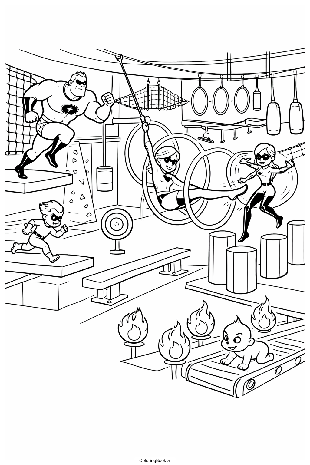  인크레더블 영웅 훈련 과정 색칠공부 페이지 