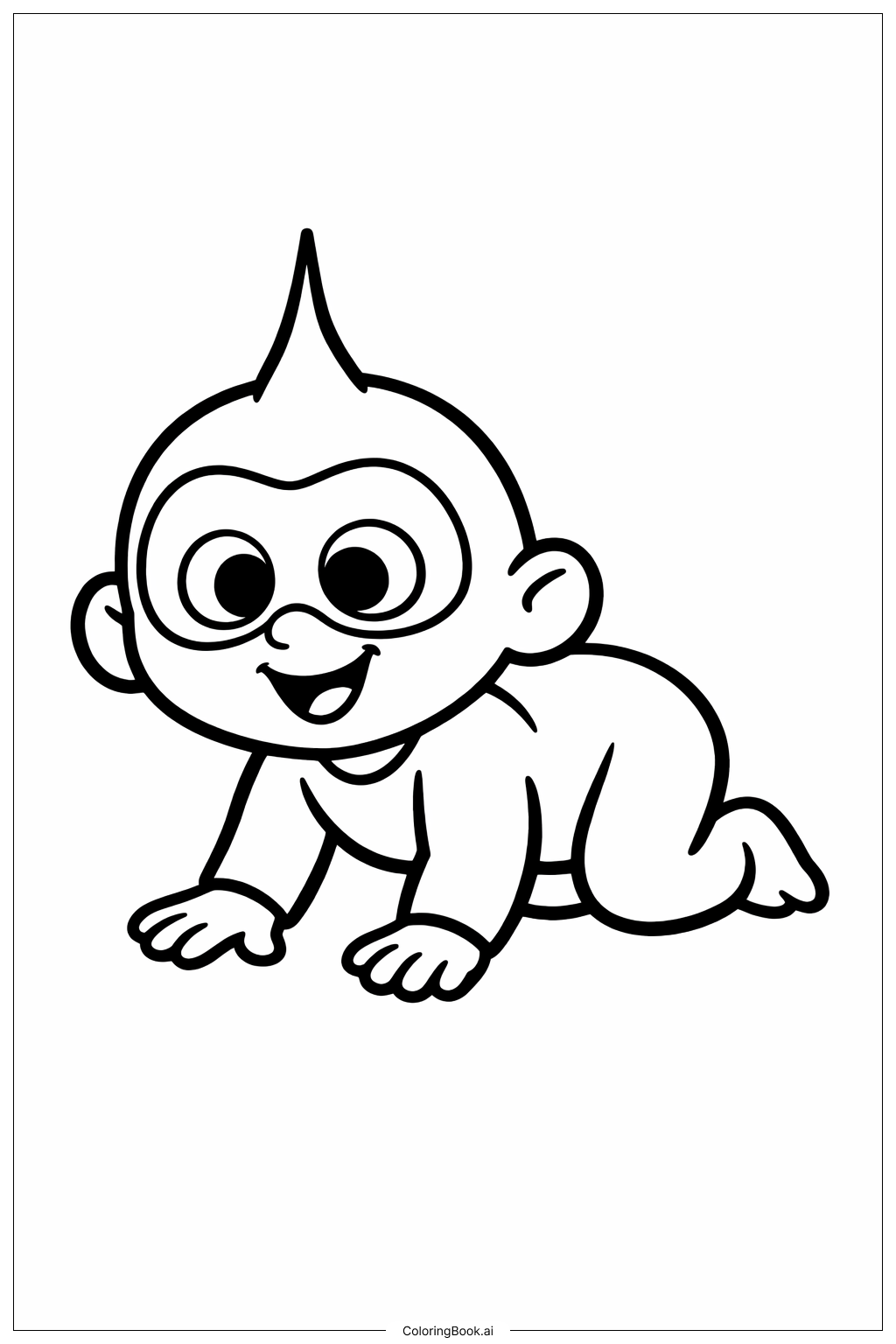  Página para colorear de Jack-Jack gateando de Los Increíbles 