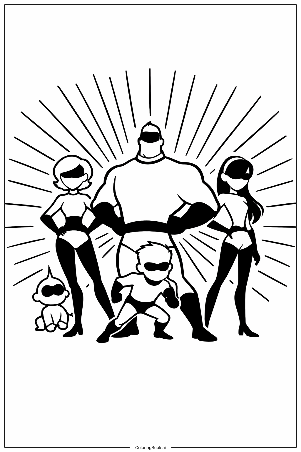  インクレディブルズ シルエット サンバーストの塗り絵ページ 