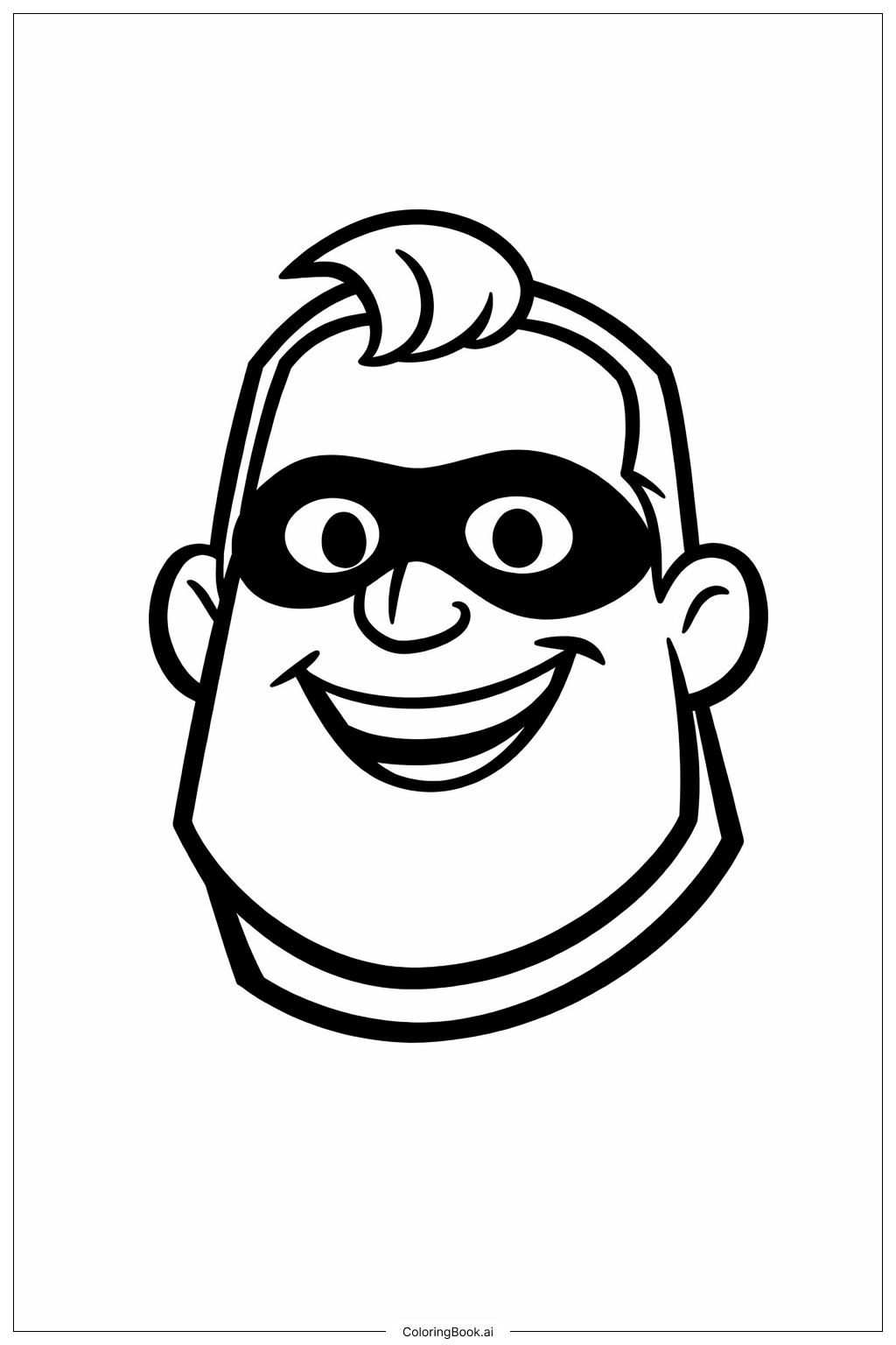  インクレディブルスの笑顔のヒーローフェイスの塗り絵ページ 