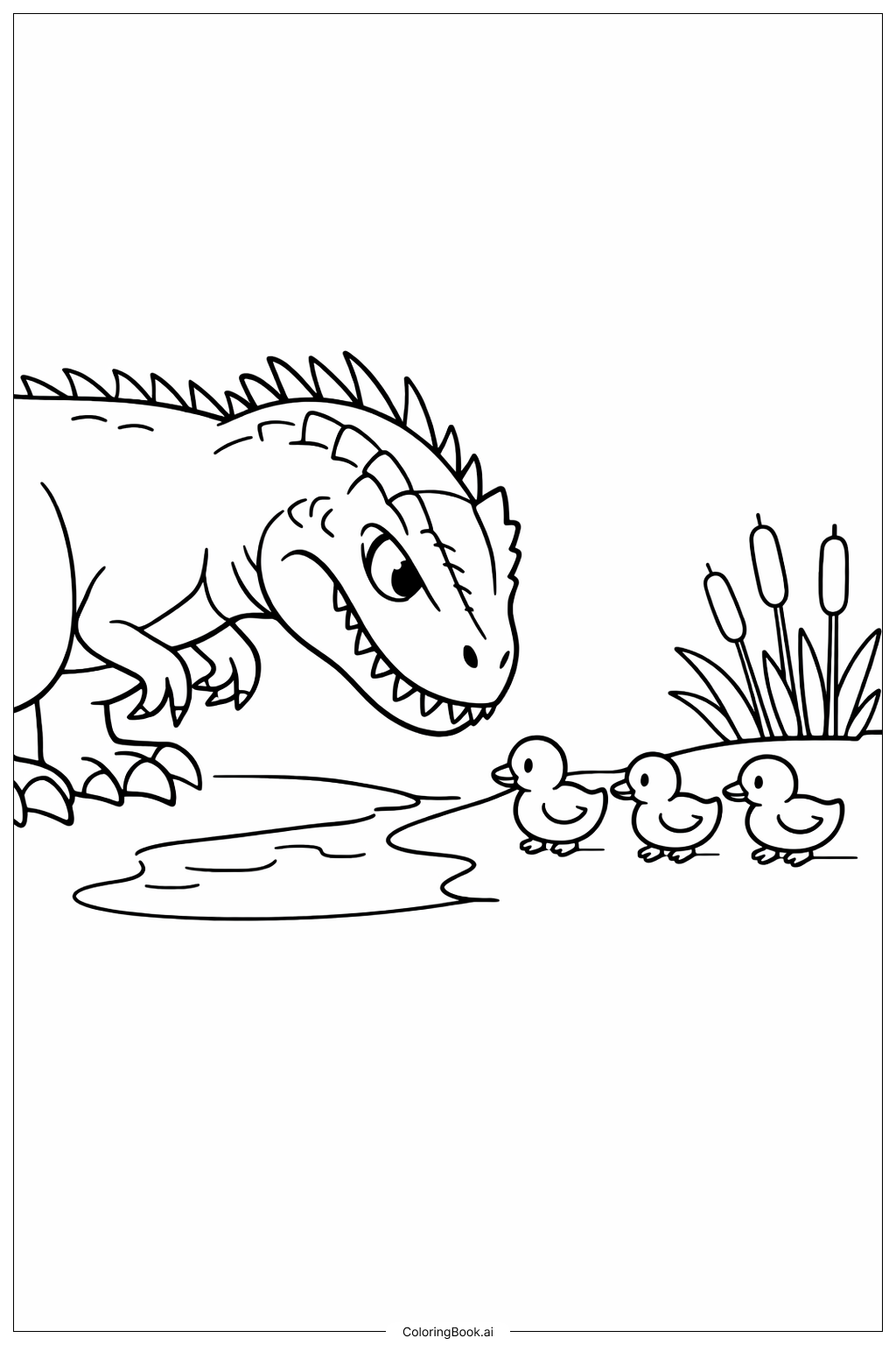  Indominus Rex und Entenküken Ausmalseite 